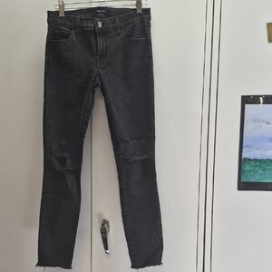 J Brand Black Skinny Jeans with Knee Distressing